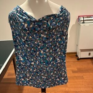Calvin Klein Geometric Women's Blouse in Blue and Gray